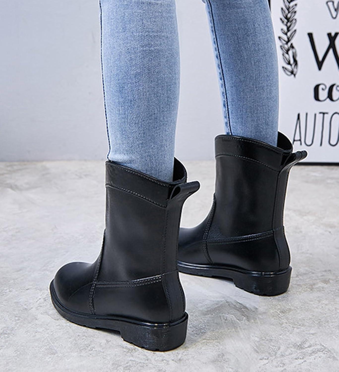 image:imagePangolin Bottes de Pluie Femme Impermables Bottines MiMollet Antidrapantes Chaussures tanches Confortables pour Ville Jardin Voyage amp Temps PluvieuxNoir