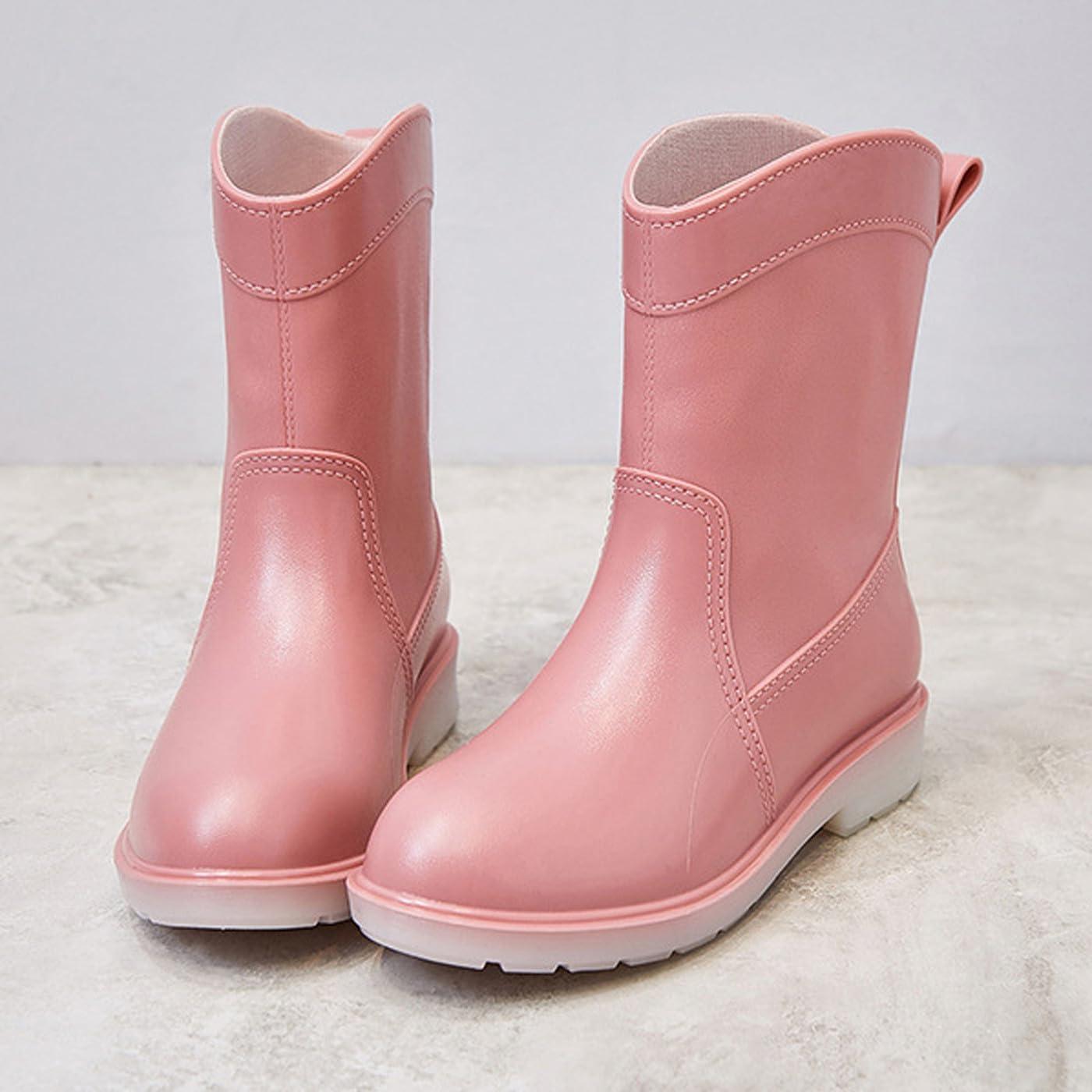 image:imagePangolin Bottes de Pluie Femme Impermables Bottines MiMollet Antidrapantes Chaussures tanches Confortables pour Ville Jardin Voyage amp Temps PluvieuxRose