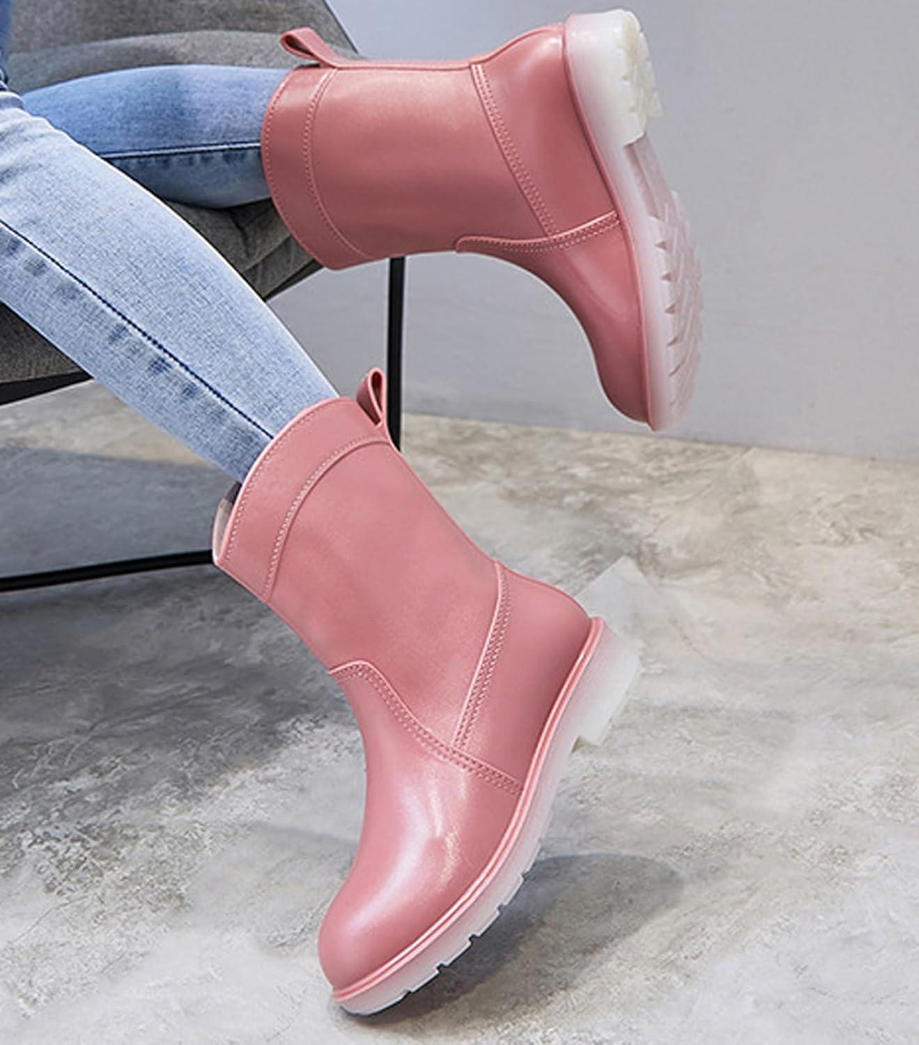image:imagePangolin Bottes de Pluie Femme Impermables Bottines MiMollet Antidrapantes Chaussures tanches Confortables pour Ville Jardin Voyage amp Temps PluvieuxRose