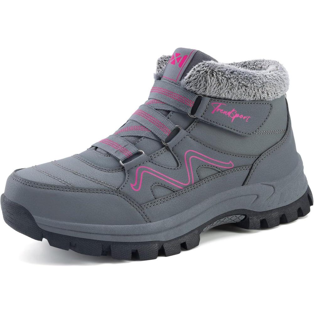 image:imageBottes de Neige pour Femmes Bottines dhiver de Marche Femme Fourres Chaude Boots Antidrapantes Randonne BottinesGris