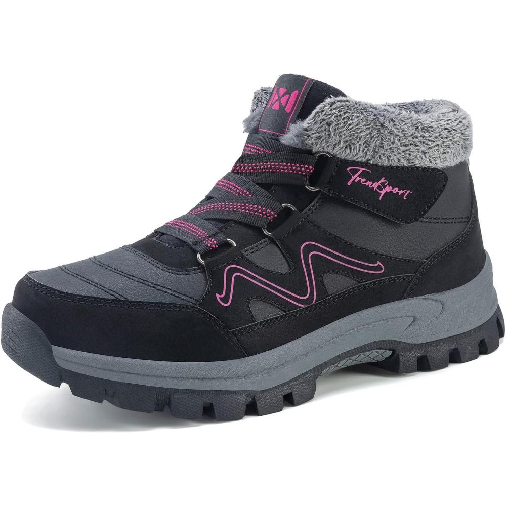 image:imageBottes de Neige pour Femmes Bottines dhiver de Marche Femme Fourres Chaude Boots Antidrapantes Randonne BottinesNoir