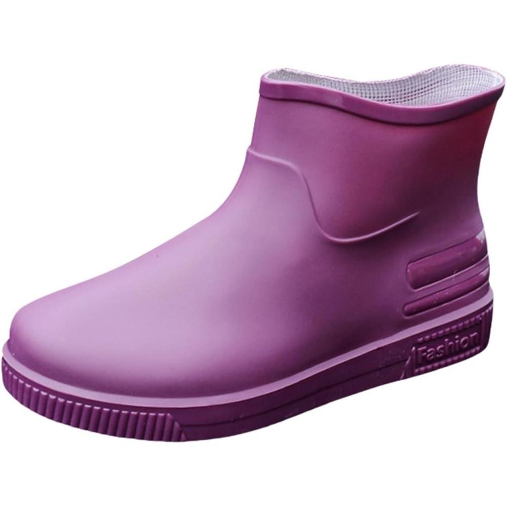 image:imageBottes en caoutchouc pour femme Bottes de pluie mihautes impermables antidrapantes Chaussures de pluie courtes respirantes Bottines larges Bottes de jardin confortables pour le jardinageLilas