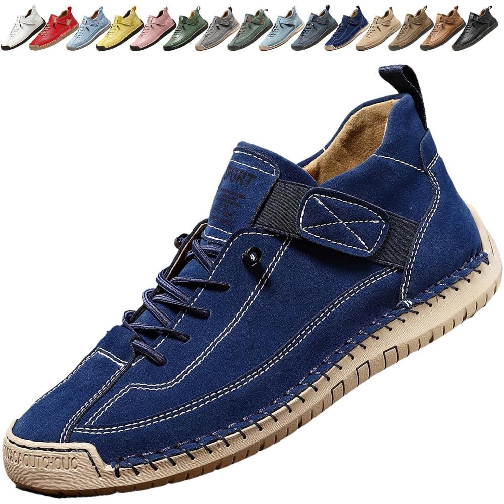 image:imageBottines orthopdiques pour femme en cuir impermables enfiler lgres pour la marche la randonne le camping la conduiteBleu Fonc