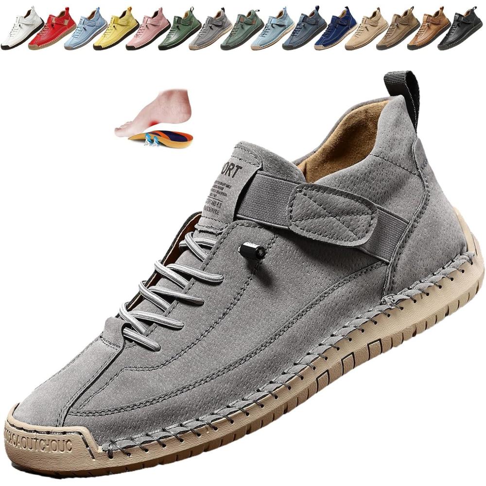 image:imageBottines orthopdiques pour femme en cuir impermables enfiler lgres pour la marche la randonne le camping la conduiteGris