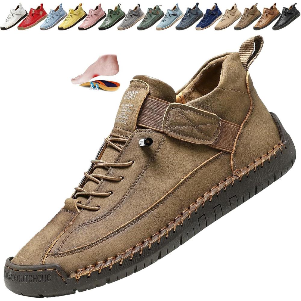 image:imageBottines orthopdiques pour femme en cuir impermables enfiler lgres pour la marche la randonne le camping la conduiteKaki