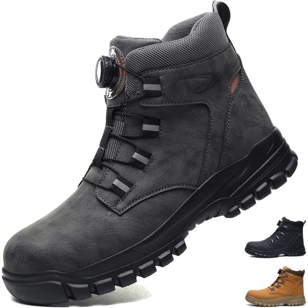 image:imageChaussures de Scurit Hommes Femmes Impermable Basket de Securite Lgre Confortable Antidrapant Bottines de Travail Embout AcierGris