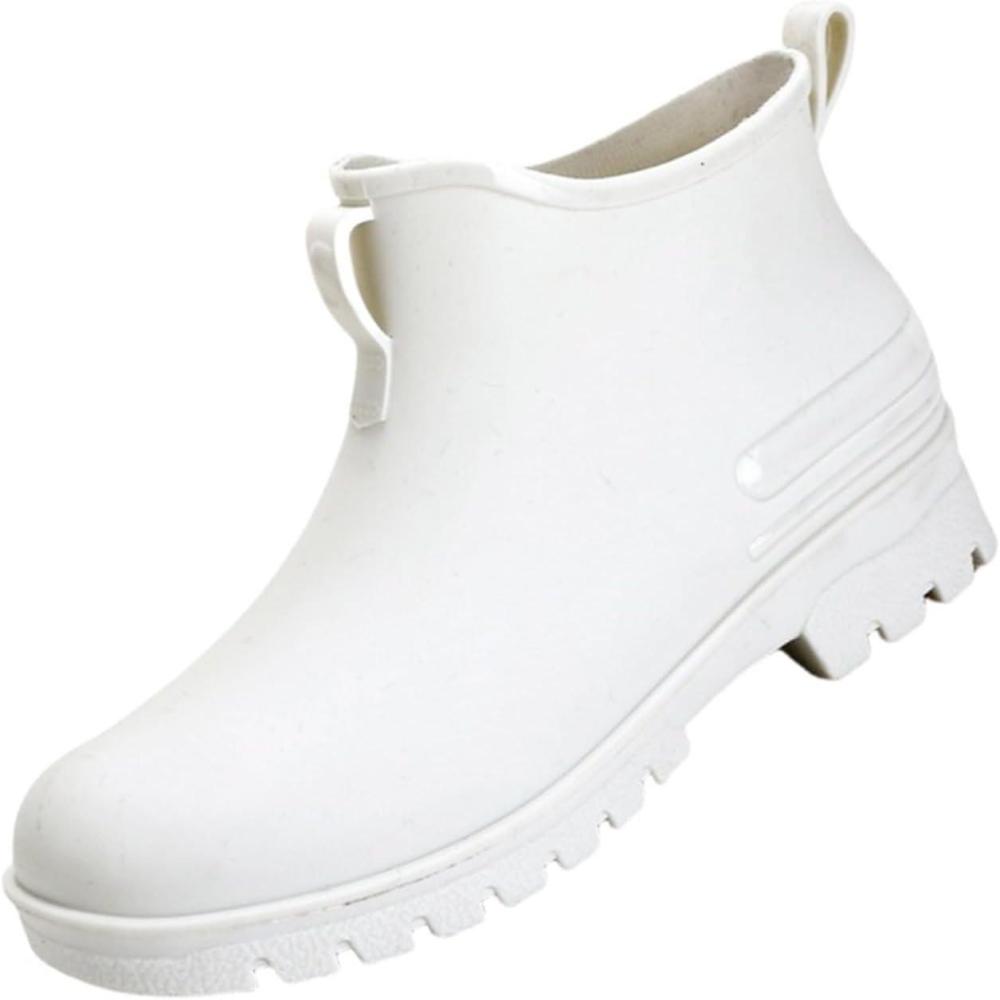 image:imageGenerico Bottes de Pluie Femme Impermable Lger Bottes dEau Colores Ankle Boot Moyenne Hauteur de Travail Bottes de Pluie Femmes Bas Antidrapant Jardinage ChaussuresBlanc