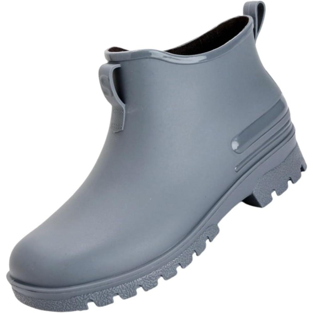 image:imageGenerico Bottes de Pluie Femme Impermable Lger Bottes dEau Colores Ankle Boot Moyenne Hauteur de Travail Bottes de Pluie Femmes Bas Antidrapant Jardinage ChaussuresGris