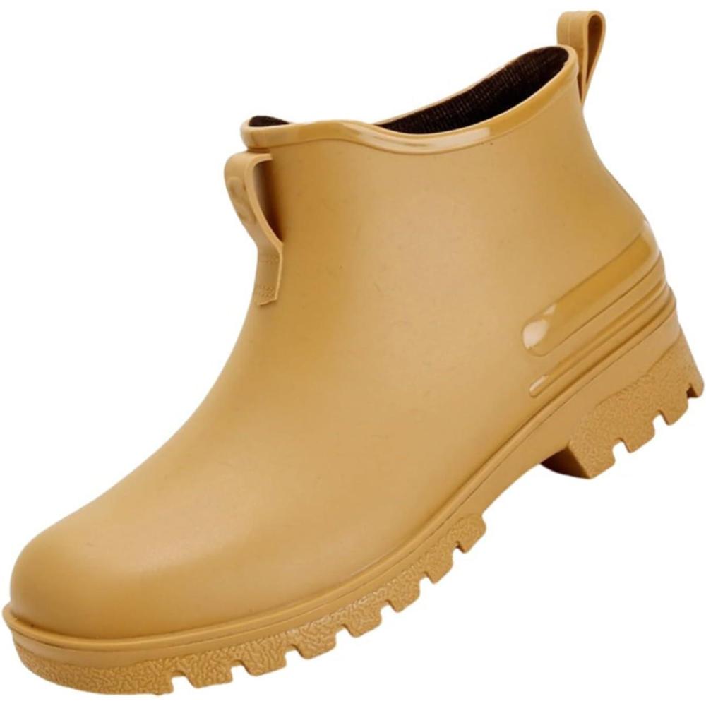 image:imageGenerico Bottes de Pluie Femme Impermable Lger Bottes dEau Colores Ankle Boot Moyenne Hauteur de Travail Bottes de Pluie Femmes Bas Antidrapant Jardinage ChaussuresKaki