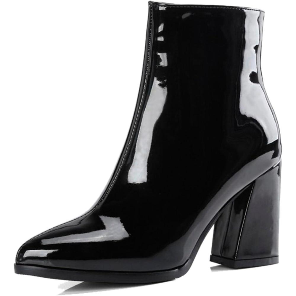 image:imageGenerisch 2026 Bottines pour Femmes Commerce Extrieur Europen Amricain Grande Taille Bottes Hiver Femmes Fermeture clair Latrale Dentelle Bottes Courtes pais Talons HautsNoir