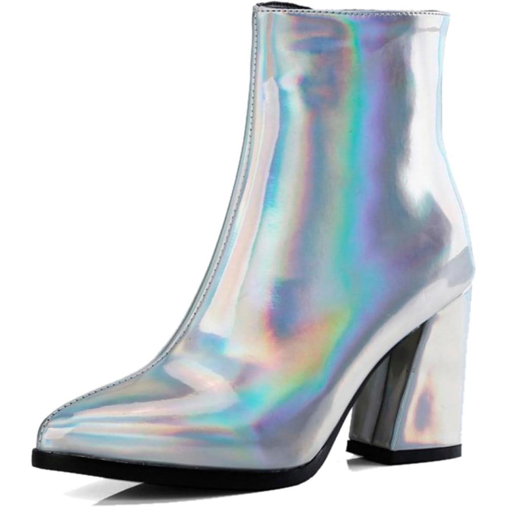 image:imageGenerisch 2026 Bottines pour Femmes Commerce Extrieur Europen Amricain Grande Taille Bottes Hiver Femmes Fermeture clair Latrale Dentelle Bottes Courtes pais Talons HautsMulticolore
