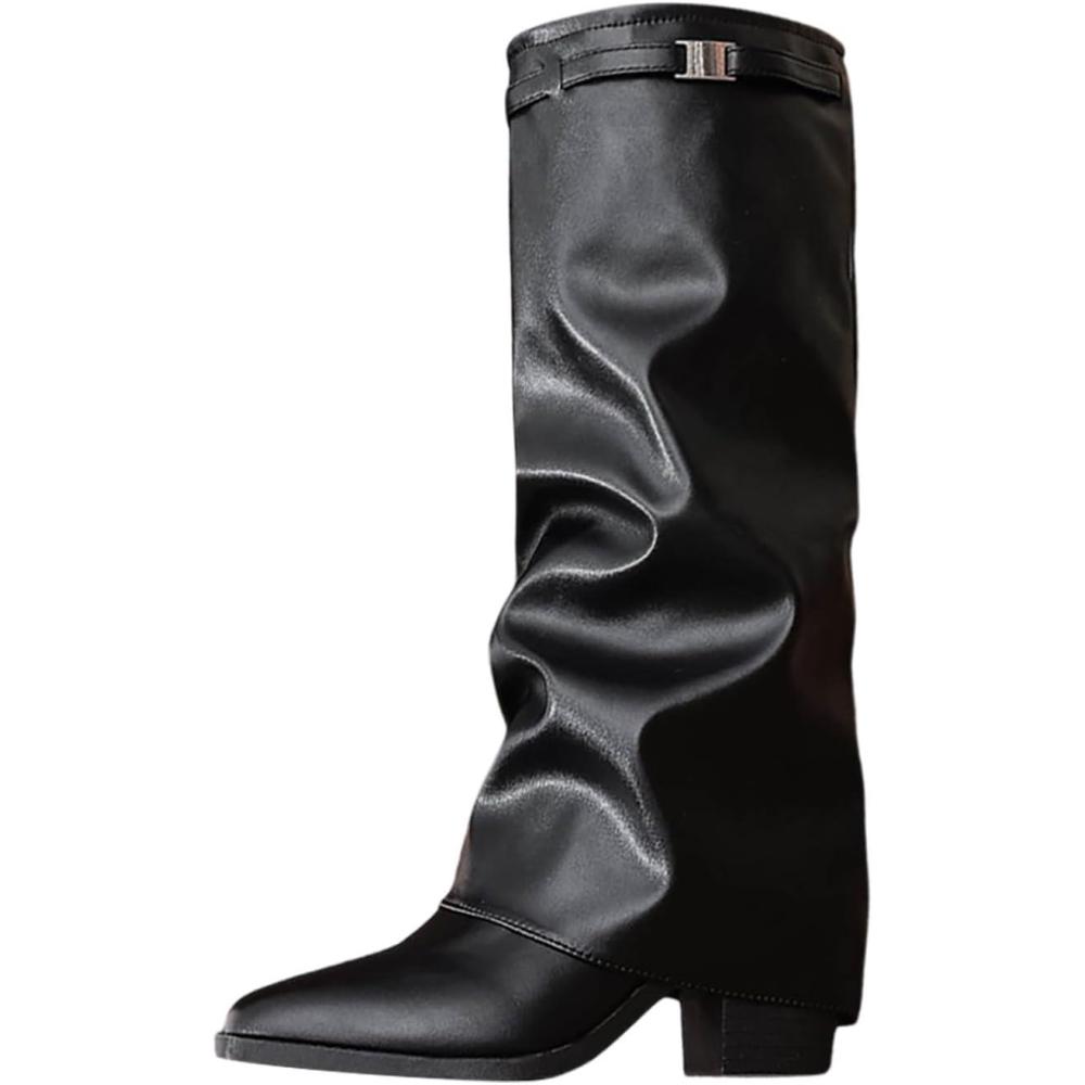 image:imageGnrique Bottes FemmeFemmes Bottes Cuissardes Mi Hautes En Sudine Bottines 2025 Pour Femme Mi Mollet Tendance Hautes Au Genou Bottines Confortables Avec Talon Pour Lhiver GrceY1 Noir