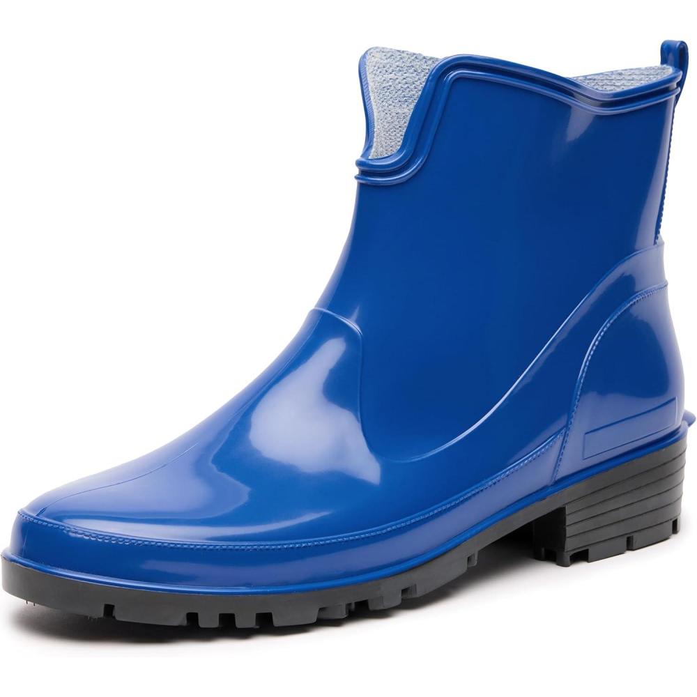 image:imageLadeheid Bottes en Caoutchouc pour Femmes Courtes Bottines Impermables Bottes de Pluie lgantes et Confortables LA930Bleu