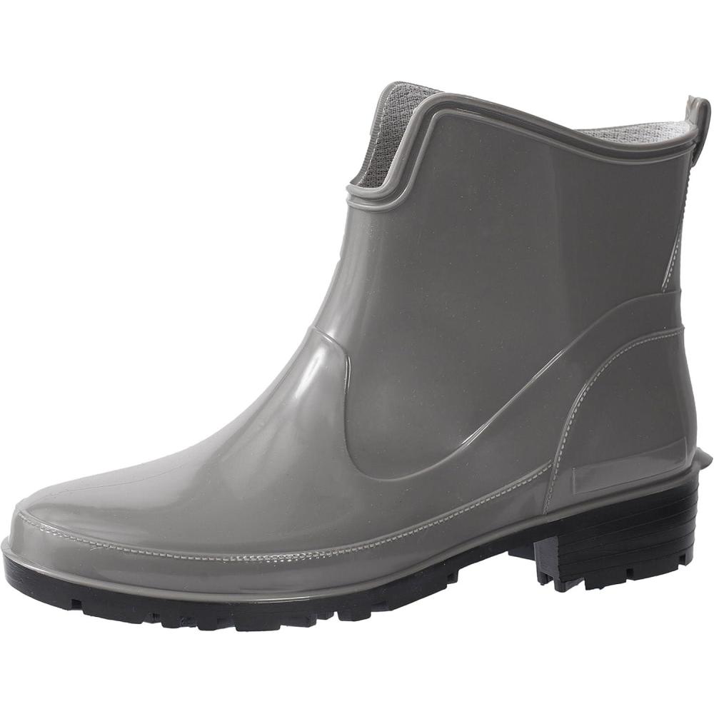 image:imageLadeheid Bottes en Caoutchouc pour Femmes Courtes Bottines Impermables Bottes de Pluie lgantes et Confortables LA930Gris