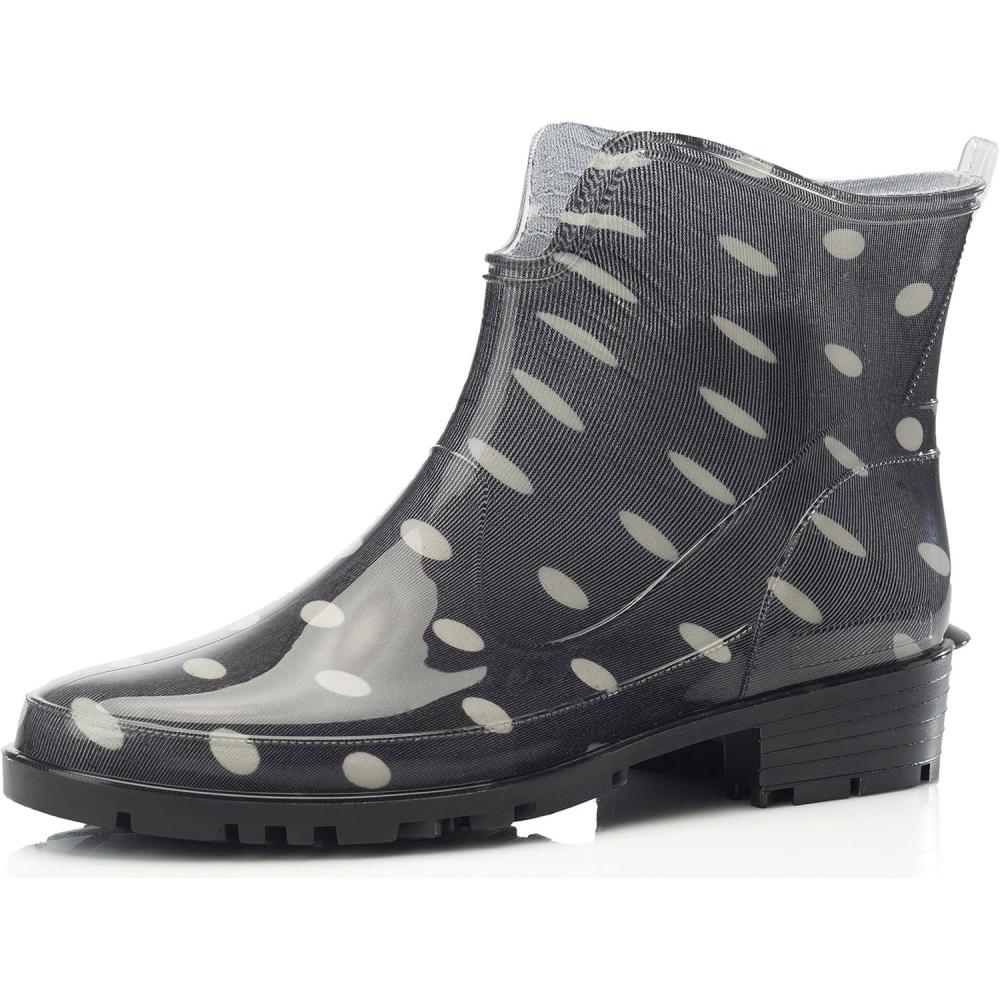 image:imageLadeheid Bottes en Caoutchouc pour Femmes Courtes Bottines Impermables Bottes de Pluie lgantes et Confortables LA930Noir Points