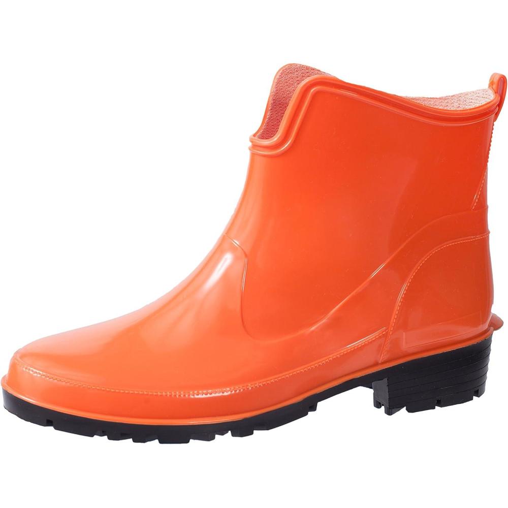 image:imageLadeheid Bottes en Caoutchouc pour Femmes Courtes Bottines Impermables Bottes de Pluie lgantes et Confortables LA930Orange