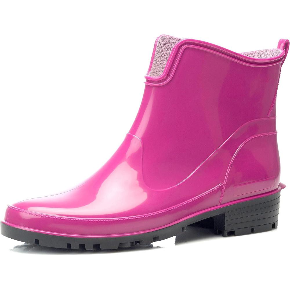 image:imageLadeheid Bottes en Caoutchouc pour Femmes Courtes Bottines Impermables Bottes de Pluie lgantes et Confortables LA930Rose