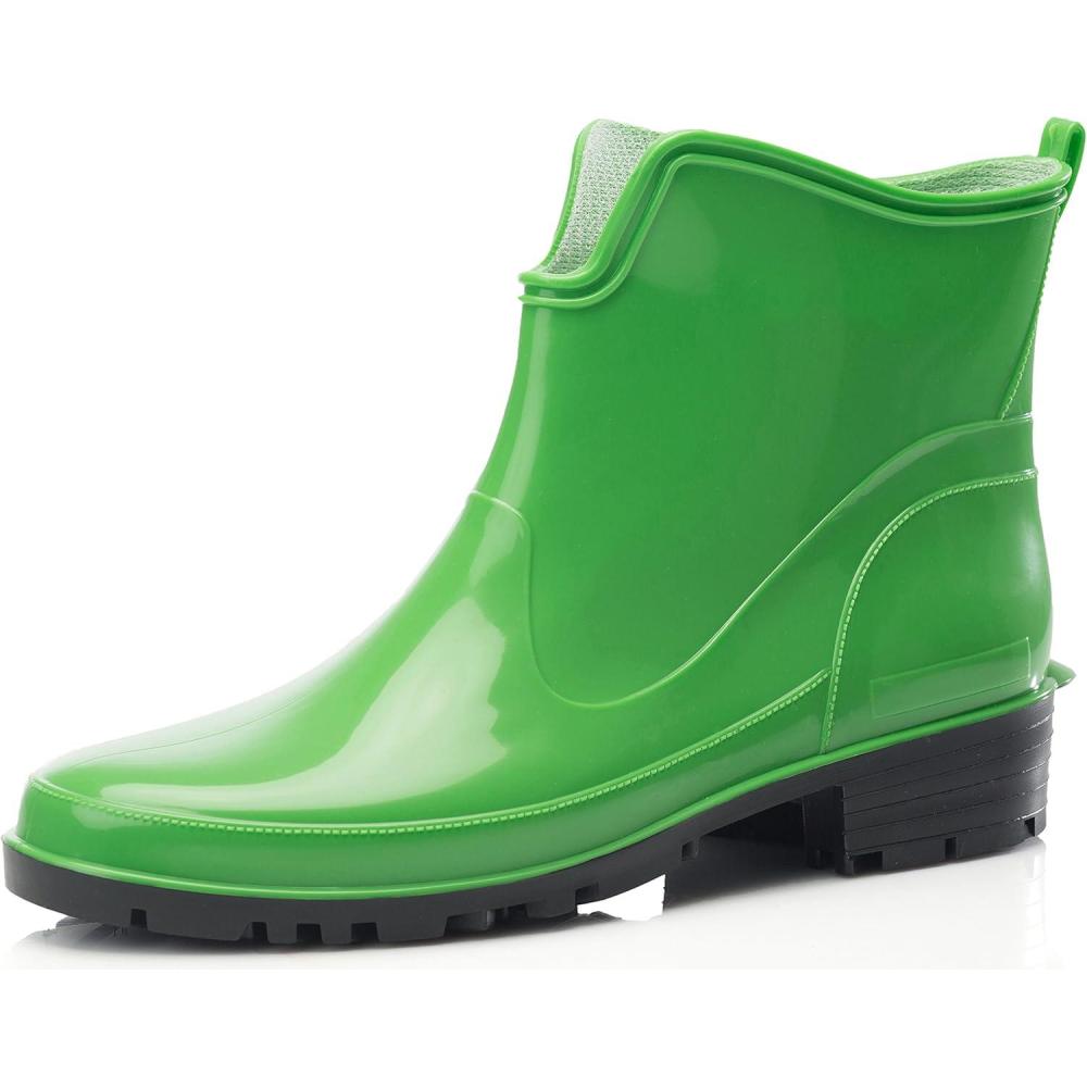image:imageLadeheid Bottes en Caoutchouc pour Femmes Courtes Bottines Impermables Bottes de Pluie lgantes et Confortables LA930Vert