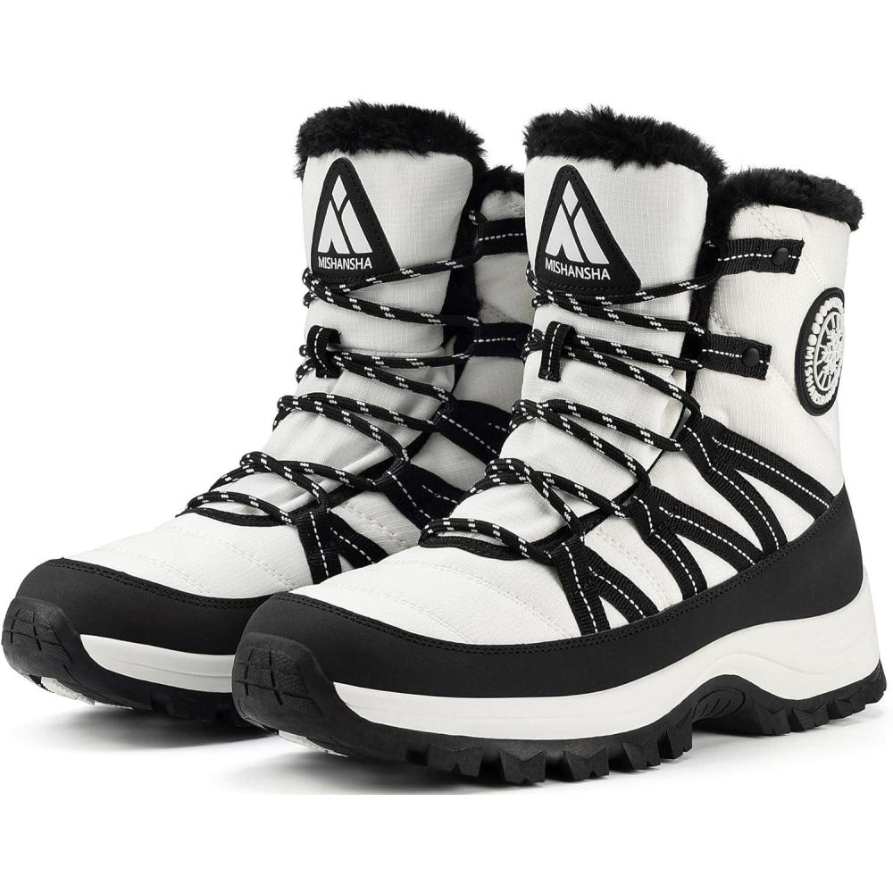 image:imageMishansha Bottes de Neige Femme Chaussures dhiver Chaudes Bottines GR3642Blanc