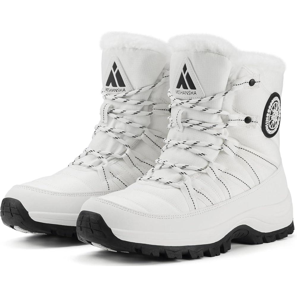 image:imageMishansha Bottes de Neige Femme Chaussures dhiver Chaudes Bottines GR3642Blanc Cass