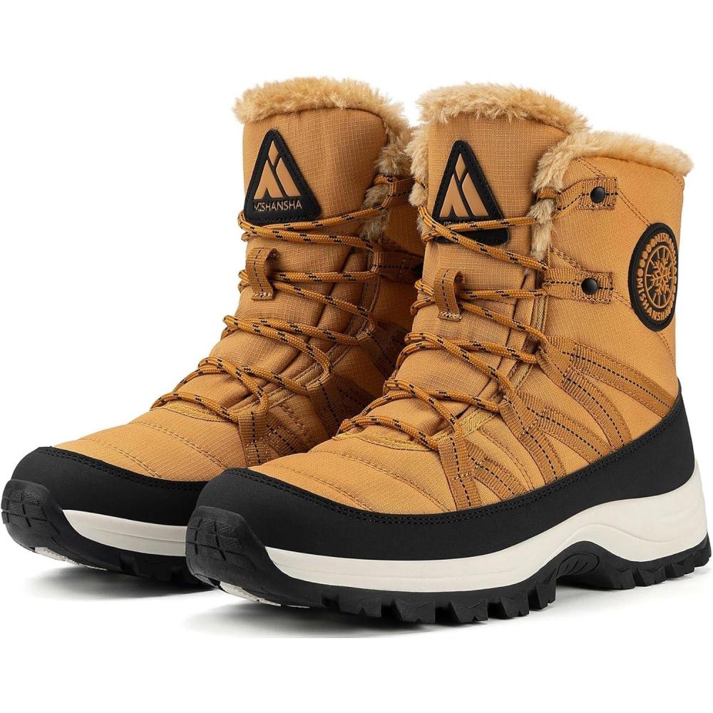 image:imageMishansha Bottes de Neige Femme Chaussures dhiver Chaudes Bottines GR3642Marron