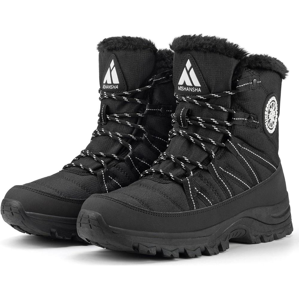 image:imageMishansha Bottes de Neige Femme Chaussures dhiver Chaudes Bottines GR3642Noir