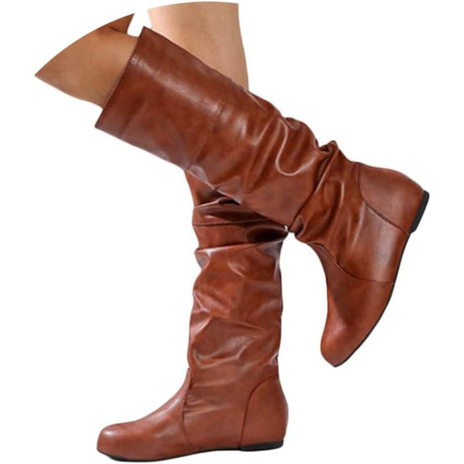 image:imageORANDESIGNE Bottes de Moto Femme Rtro Bottines a Lacets Cowboy Plates Chaussure de Sport Daim Bottes de Cavalier Botte Neige HiverA Marron