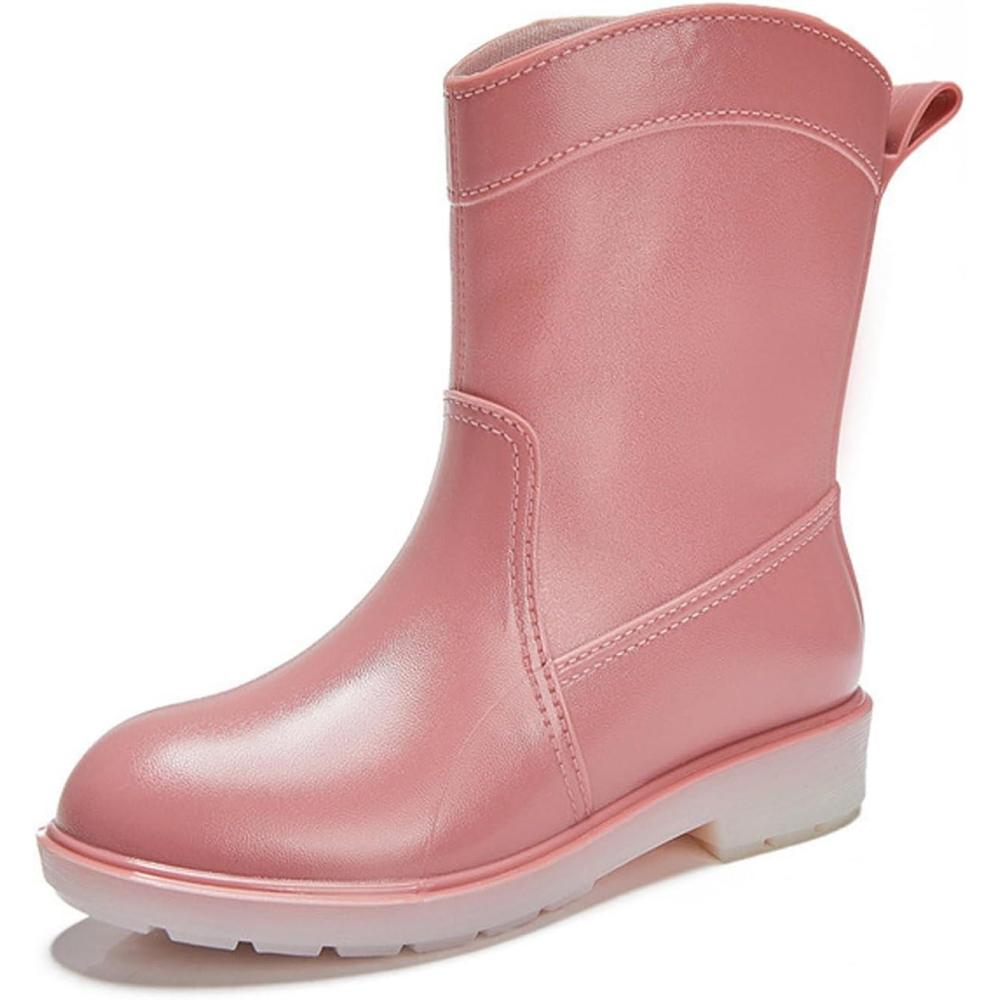 image:imagePangolin Bottes de Pluie Femme Impermables Bottines MiMollet Antidrapantes Chaussures tanches Confortables pour Ville Jardin Voyage amp Temps PluvieuxRose