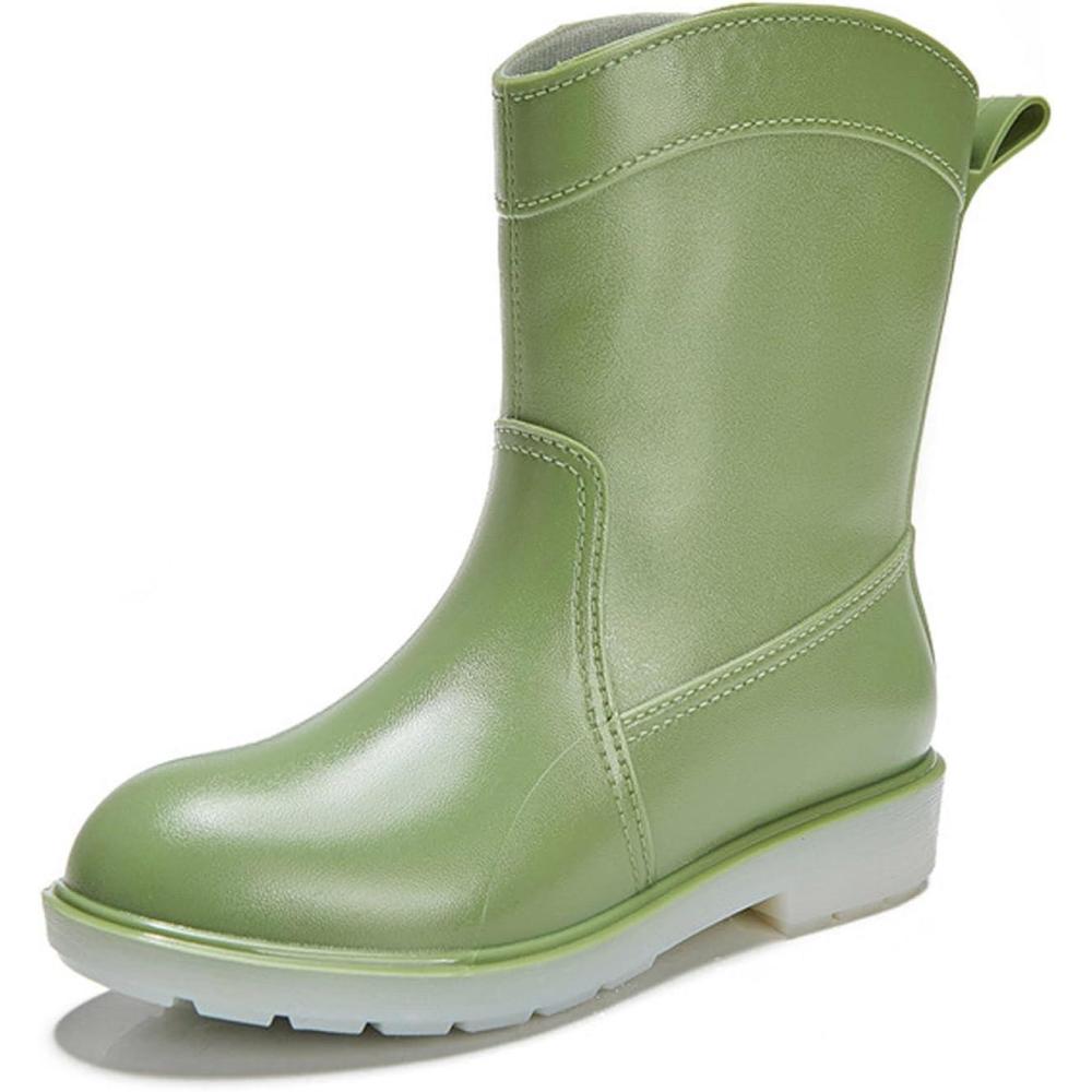 image:imagePangolin Bottes de Pluie Femme Impermables Bottines MiMollet Antidrapantes Chaussures tanches Confortables pour Ville Jardin Voyage amp Temps PluvieuxVert