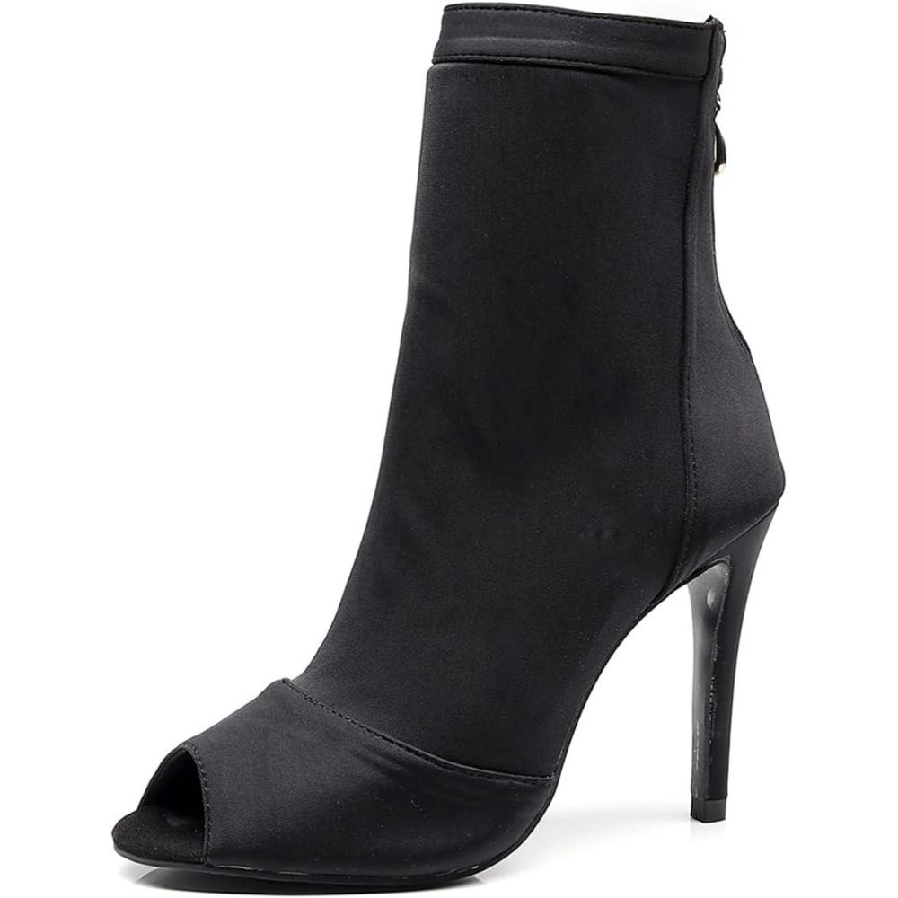 image:imageSWDZM Bottines de Danse Latine pour Femme Peep Toe Salsa Bachata Talons pour la SalonNoir