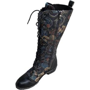 2022 Bottes classiques pour femmes bottes d&rsquo;hiver mi – mollet de combat chaussures de cavalerie imperméables et confortables chaussures d&rsquo;hiver pour femmes extérieures(Le Noir)