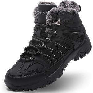 ASHION Bottes Femme Chaussures Coton Bottines Hiver trekking Bottes de Neige,(Noir)