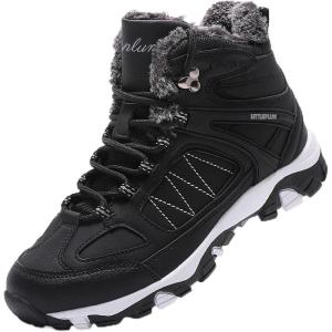 ASHION Bottes Femme Chaussures Coton Bottines Hiver trekking Bottes de Neige,(Noir et Blanc)