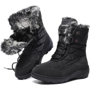 ziitop Bottes Femme Hiver Bottines Tige Imperméable Doublure Chaude Bottines Confortable Antidérapantes Outdoor Boots d&rsquo;hiver(Noir)
