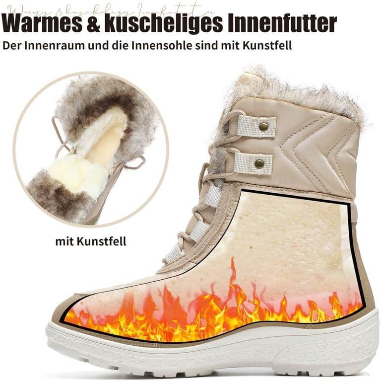 image:imageziitop Bottes Femme Hiver Bottines Tige Impermable Doublure Chaude Bottines Confortable Antidrapantes Outdoor Boots dhiverBeige