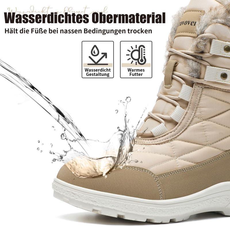 image:imageziitop Bottes Femme Hiver Bottines Tige Impermable Doublure Chaude Bottines Confortable Antidrapantes Outdoor Boots dhiverBeige