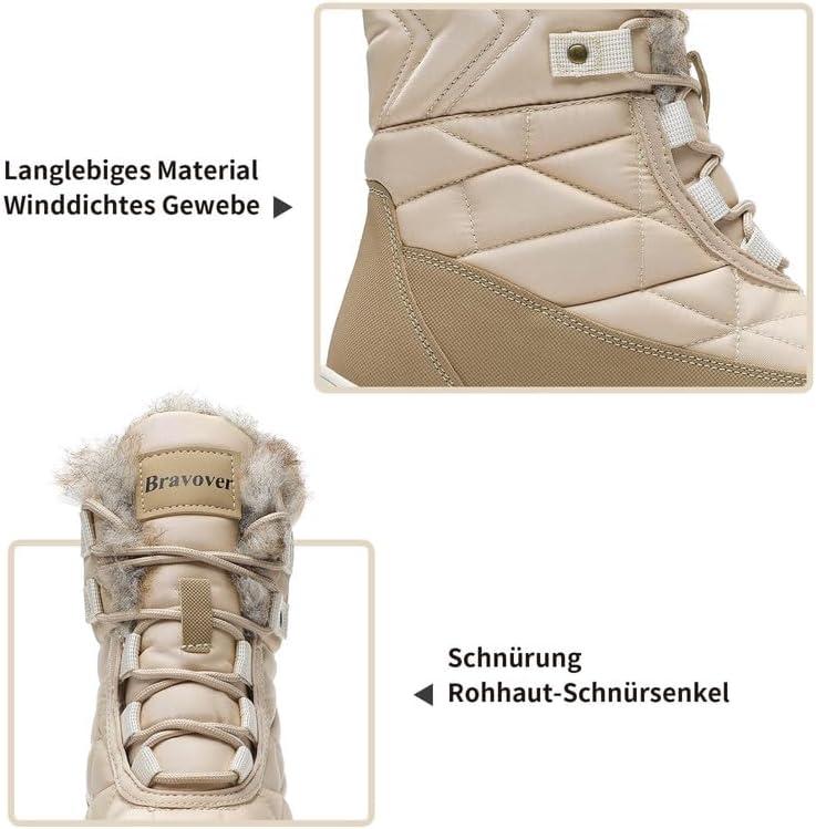 image:imageziitop Bottes Femme Hiver Bottines Tige Impermable Doublure Chaude Bottines Confortable Antidrapantes Outdoor Boots dhiverBeige