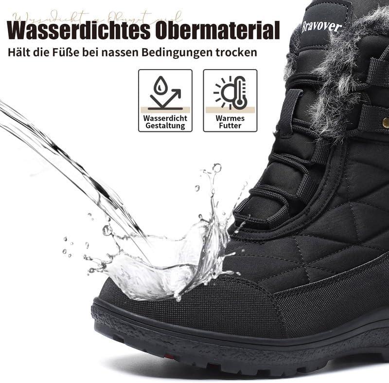 image:imageziitop Bottes Femme Hiver Bottines Tige Impermable Doublure Chaude Bottines Confortable Antidrapantes Outdoor Boots dhiverNoir