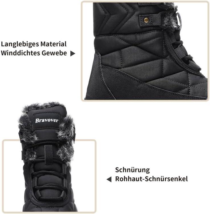 image:imageziitop Bottes Femme Hiver Bottines Tige Impermable Doublure Chaude Bottines Confortable Antidrapantes Outdoor Boots dhiverNoir