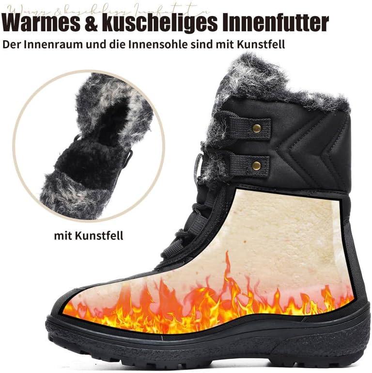 image:imageziitop Bottes Femme Hiver Bottines Tige Impermable Doublure Chaude Bottines Confortable Antidrapantes Outdoor Boots dhiverNoir