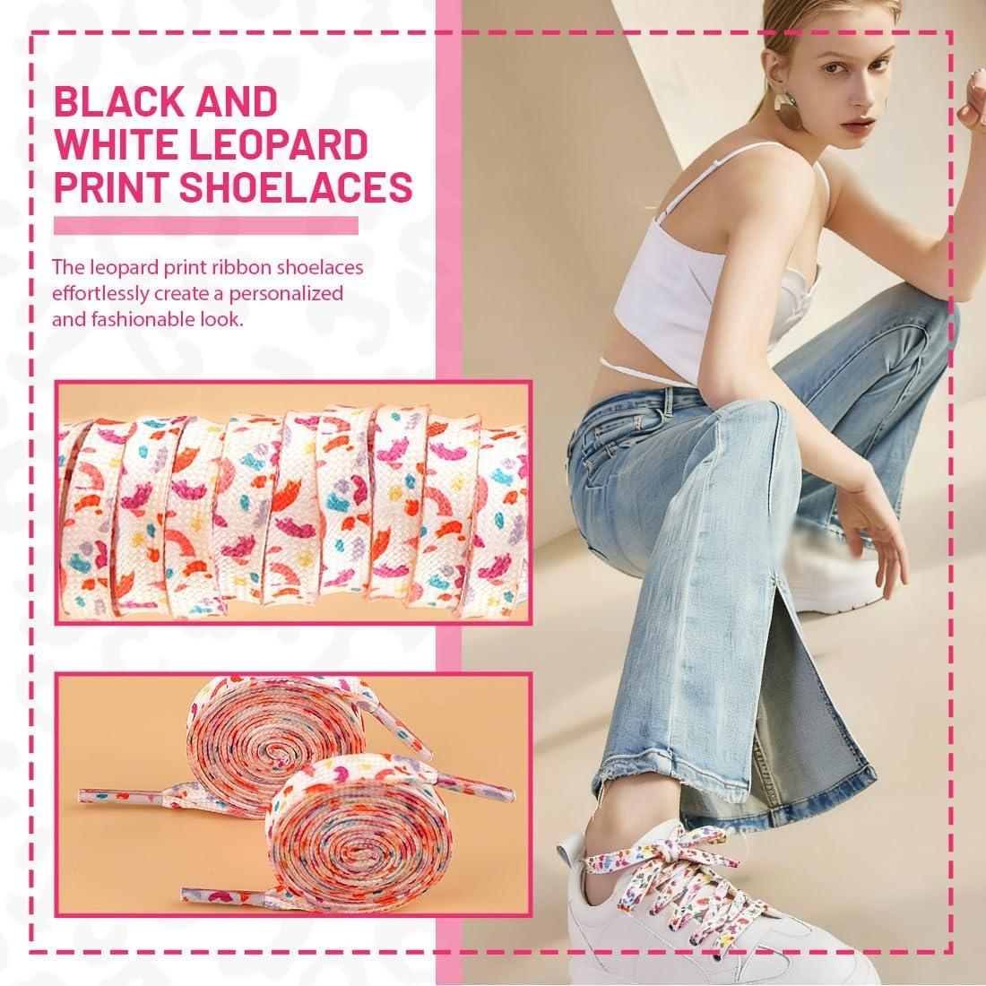 image:image2 paires Lacets Lopard Noir Blanc lacets plats motif leopard pour baskets chaussures femme homme lacets mode imprim pour sneakers accessoiresRouge et blanc