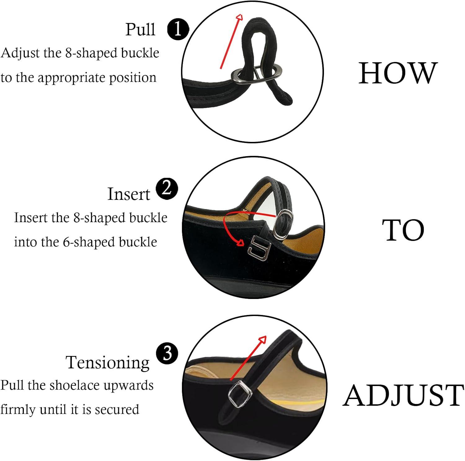 image:imageAioTio Velours Chaussures Mary Janes Femme Chaussons Ballerine Femme Chaussure Plate Femme Souples Semelle en Caoutchouc Antidrapant Chaussure Chinoise Femme avec Doublure en Coton ConfortableNoir