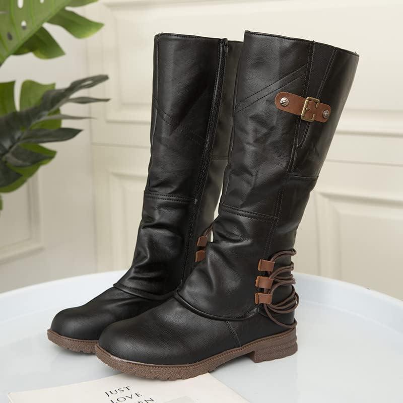image:imageBottes mimollet pour femme vintage boucle talon bas antidrapantes bout rond bottines larges durables bottes longues enfiler chaussures habilles confortables chaussures unies pour