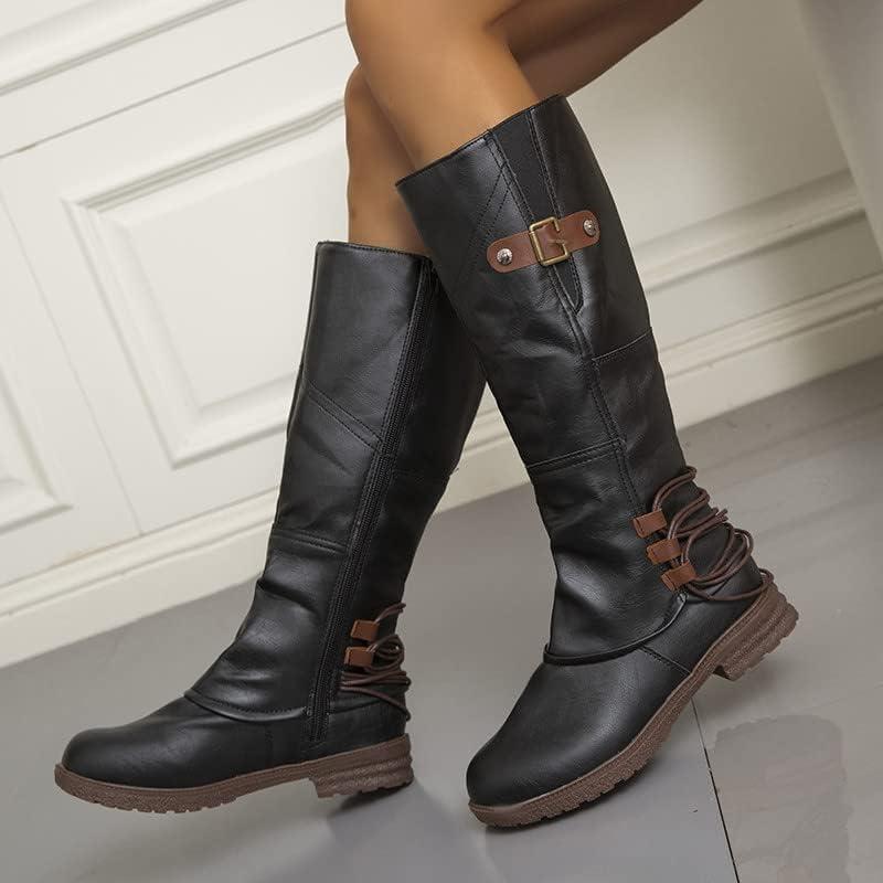 image:imageBottes mimollet pour femme vintage boucle talon bas antidrapantes bout rond bottines larges durables bottes longues enfiler chaussures habilles confortables chaussures unies pour