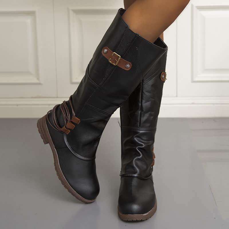 image:imageBottes mimollet pour femme vintage boucle talon bas antidrapantes bout rond bottines larges durables bottes longues enfiler chaussures habilles confortables chaussures unies pour