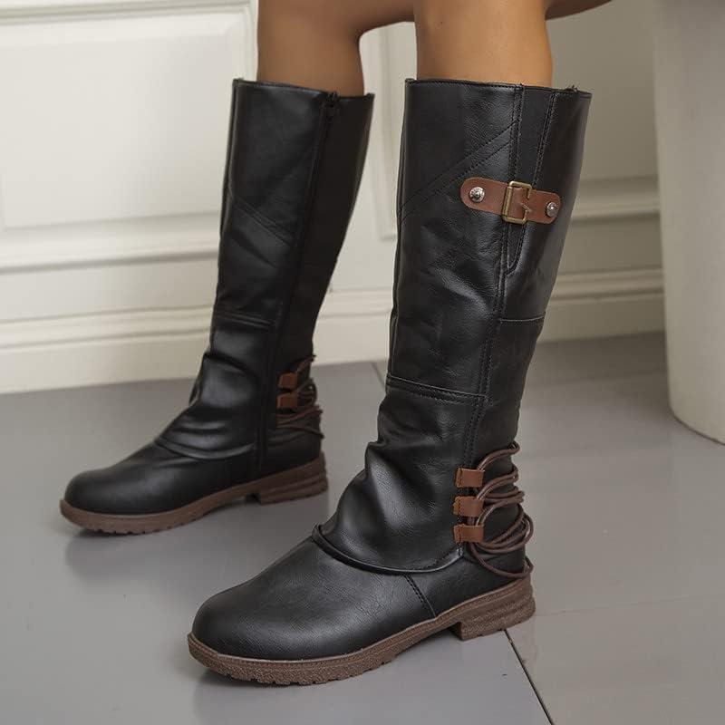 image:imageBottes mimollet pour femme vintage boucle talon bas antidrapantes bout rond bottines larges durables bottes longues enfiler chaussures habilles confortables chaussures unies pour