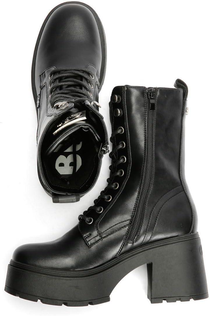 image:imageBuffalo Mila Lace Up Mid Bottes noires pour femmeNoir