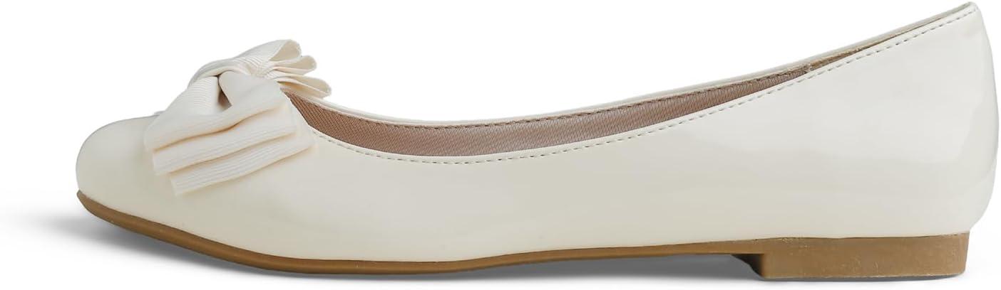 image:imageFeversole Womens Fashion Bow Round Toe Ballet FlatBallerine Bout Rond Mode nud Papillon FemmeBeige Arc
