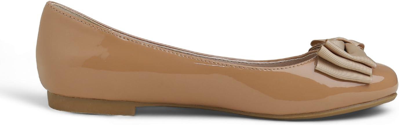 image:imageFeversole Womens Fashion Bow Round Toe Ballet FlatBallerine Bout Rond Mode nud Papillon FemmeBeige Fonc Arc