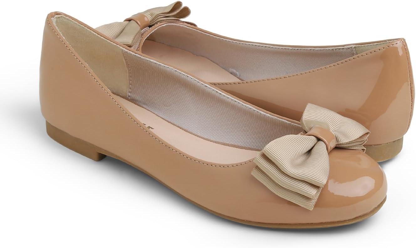 image:imageFeversole Womens Fashion Bow Round Toe Ballet FlatBallerine Bout Rond Mode nud Papillon FemmeBeige Fonc Arc